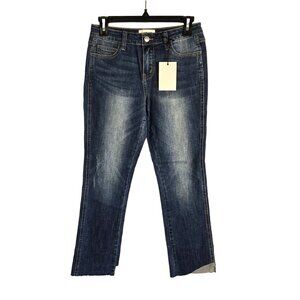 EVIDNT Anthropologie Florence Straight Leg Jeans 26 Raw Hem Mid Rise New Tags